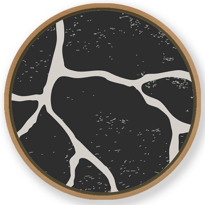 Dark organic abstract #222 - Circular Wooden Frame