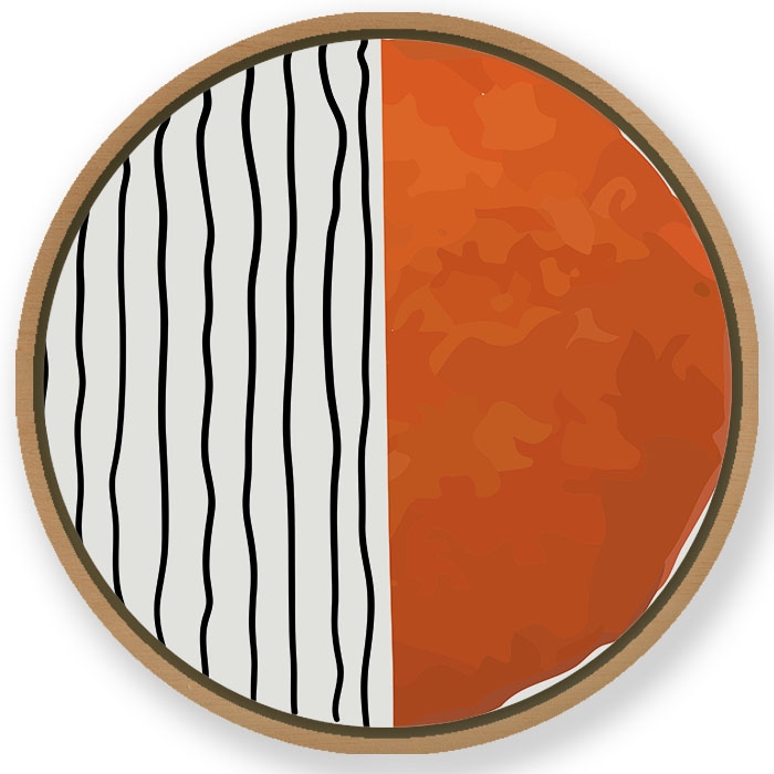 Trendy terracotta grunge abstract #518 - Circular Wooden Frame