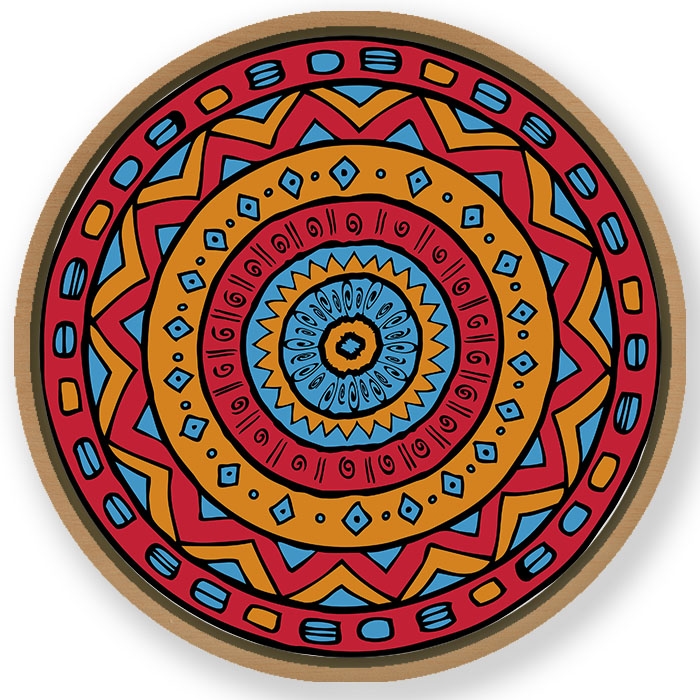 Indian floral mandala #447 - Circular Wooden Frame