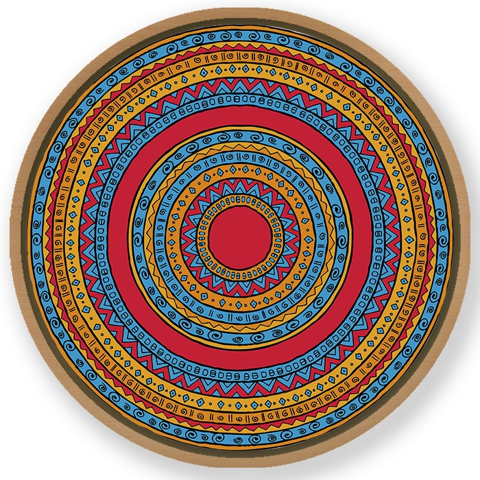 Indian floral mandala #448 - Circular Wooden Frame