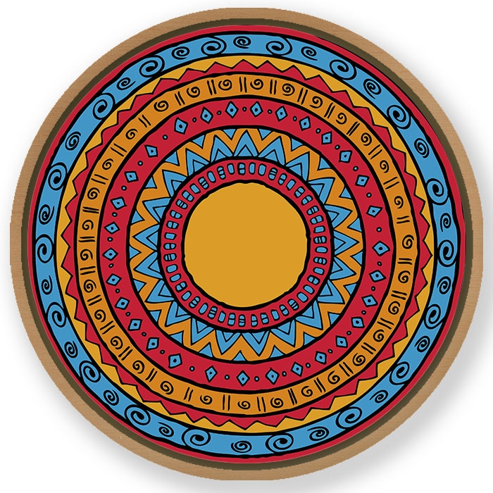 Indian floral mandala #449 - Circular Wooden Frame