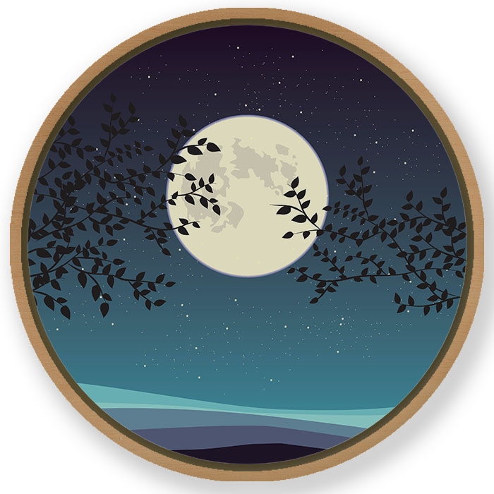 Divine moon - Circular Wooden Frame