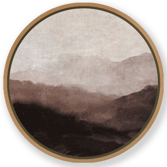 Horizon watercolor brown - Circular Wooden Frame