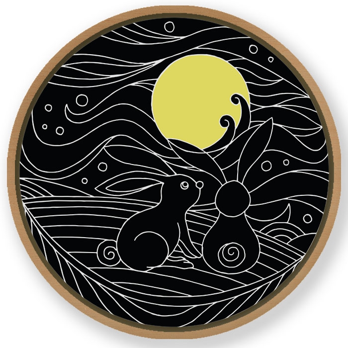 Fantasy rabbits - Circular Wooden Frame