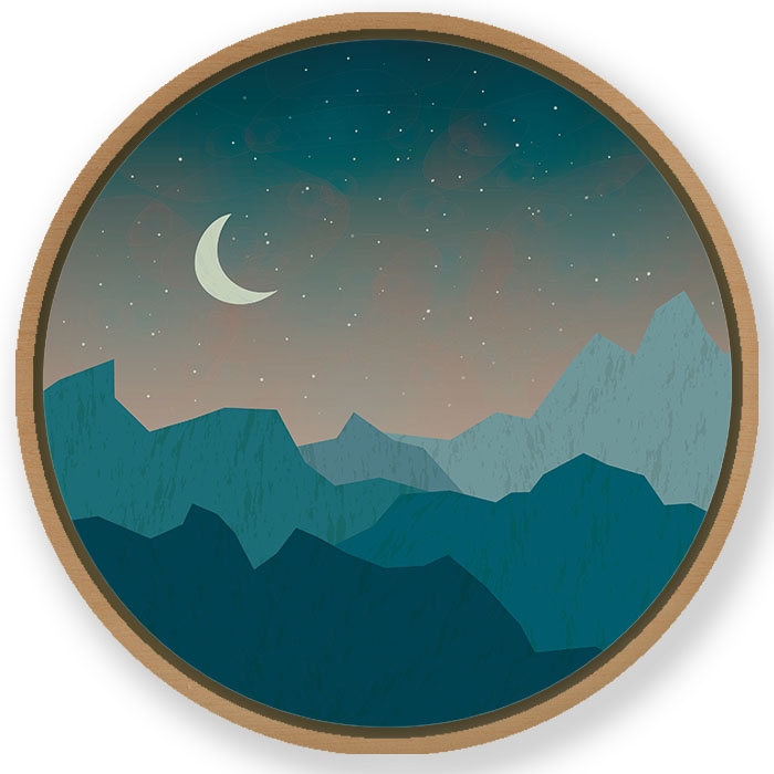 Calming night - Circular Wooden Frame