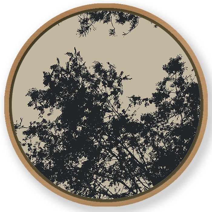 Dark silhouette forest #151 - Circular Wooden Frame