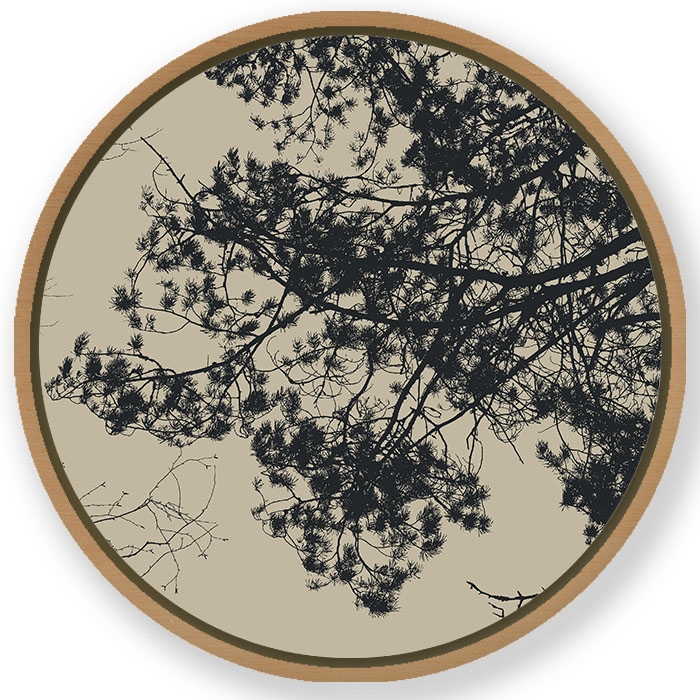 Dark silhouette forest #152 - Circular Wooden Frame