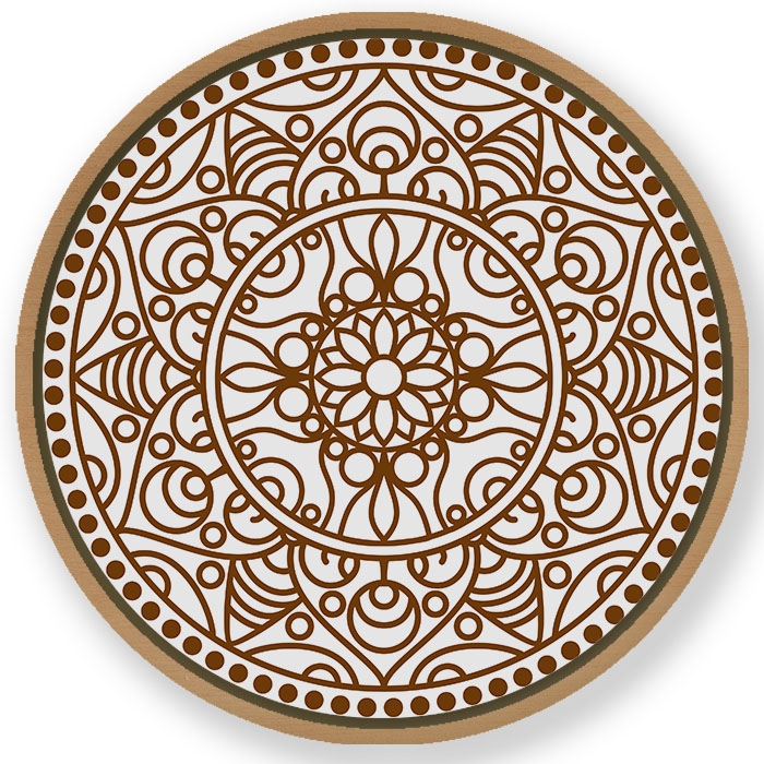 Golden aesthetic minimal mandala #449 - Circular Wooden Frame