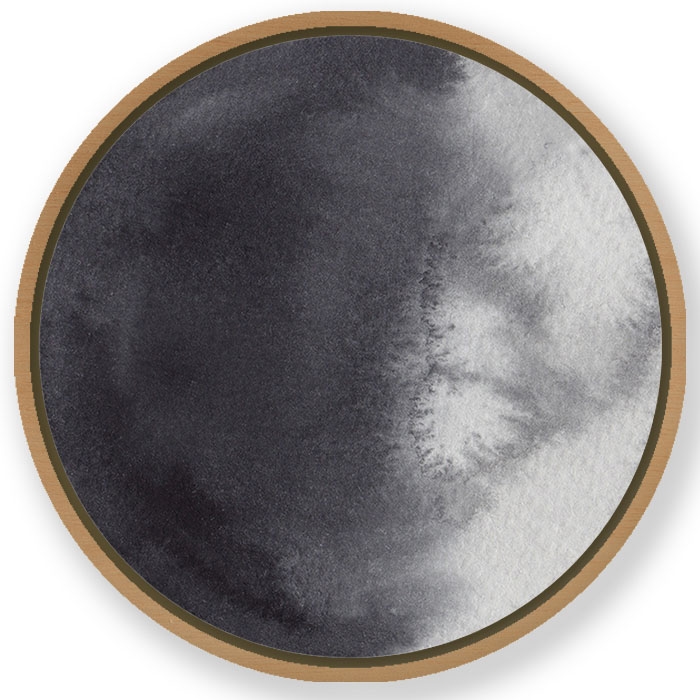 Watercolor moon phase #514 - Circular Wooden Frame