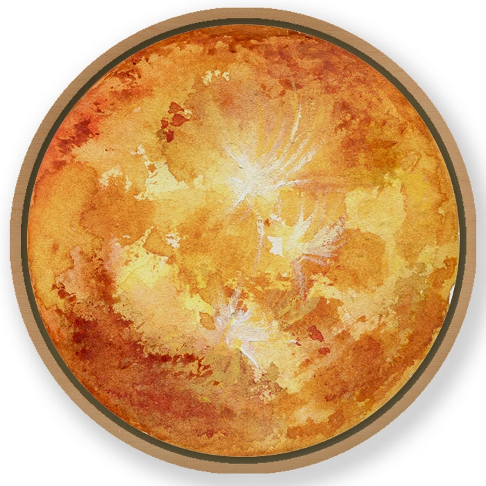 Fairy watercolor sun - Circular Wooden Frame