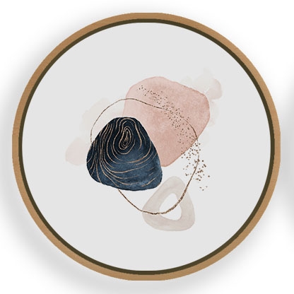 Blue pink minimalistic watercolor abstract elements #101 - Circular Wooden Frames