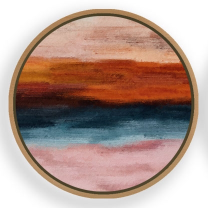 contemporary abstract landscape #002 - Circular Wooden Frames