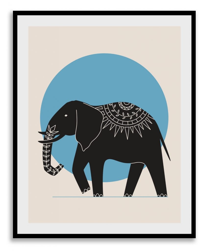 Abstract circled black elephant