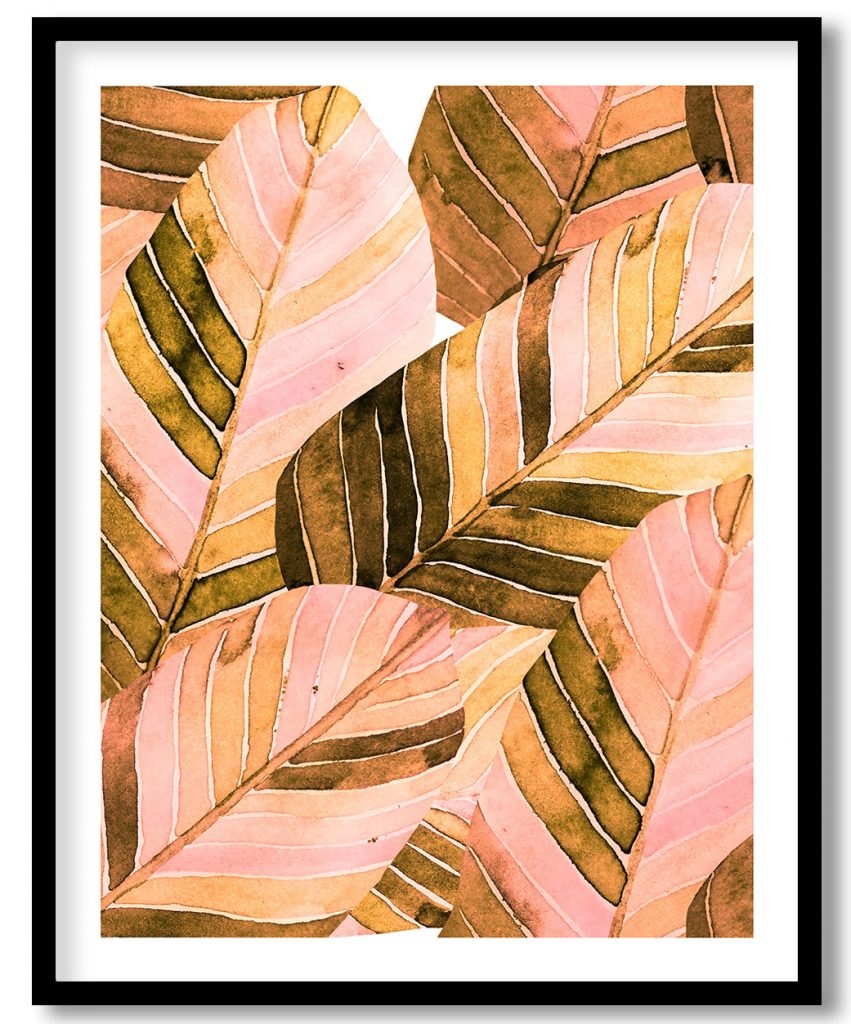 Abstract seamless tropical leaf botanical