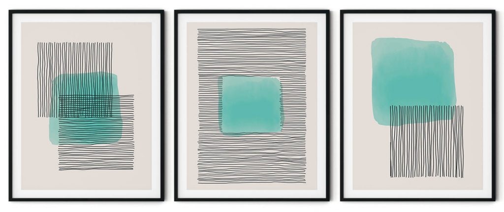 Set of 3 trendy line drawing abstract