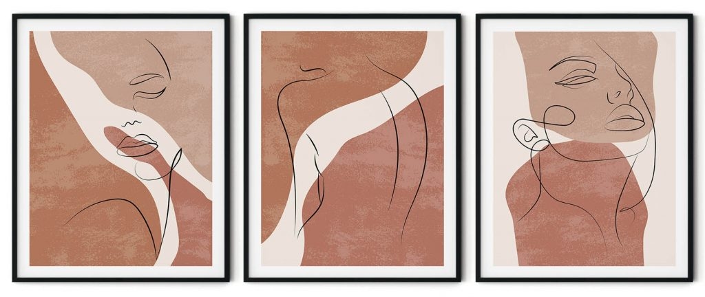 Set of 3 line drawing woman figure