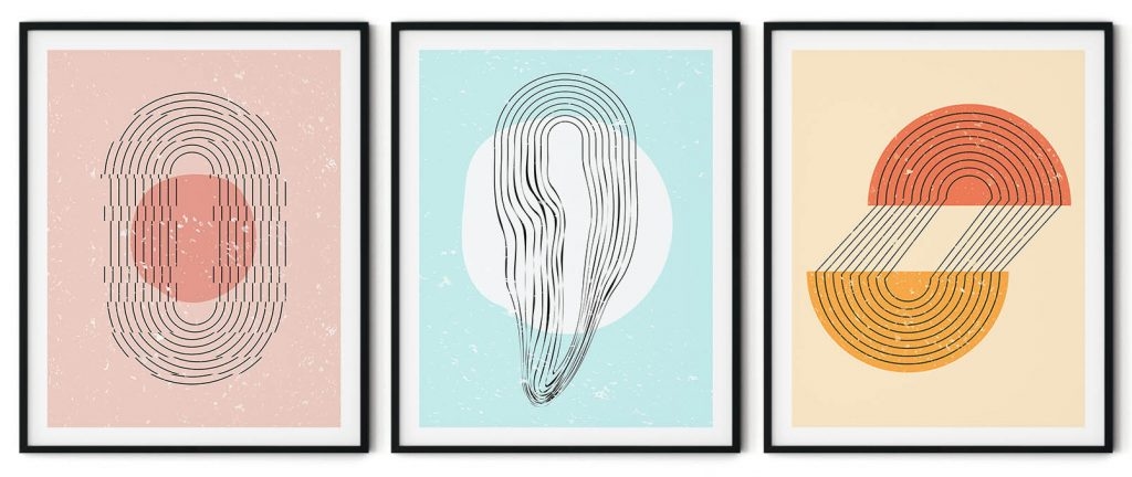 Set of 3 contemporary minimalist line drawing shapes