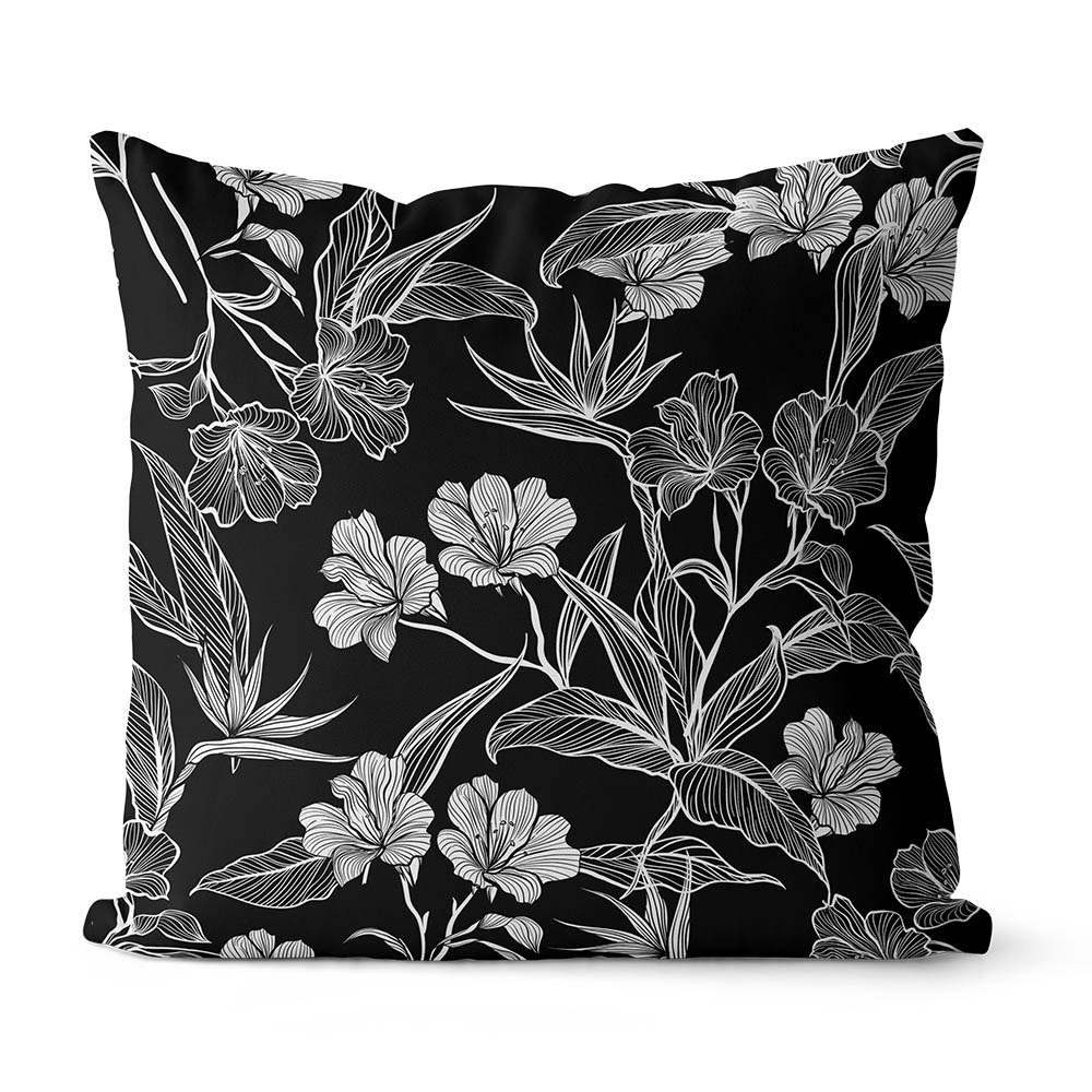 Line drawing white flowers