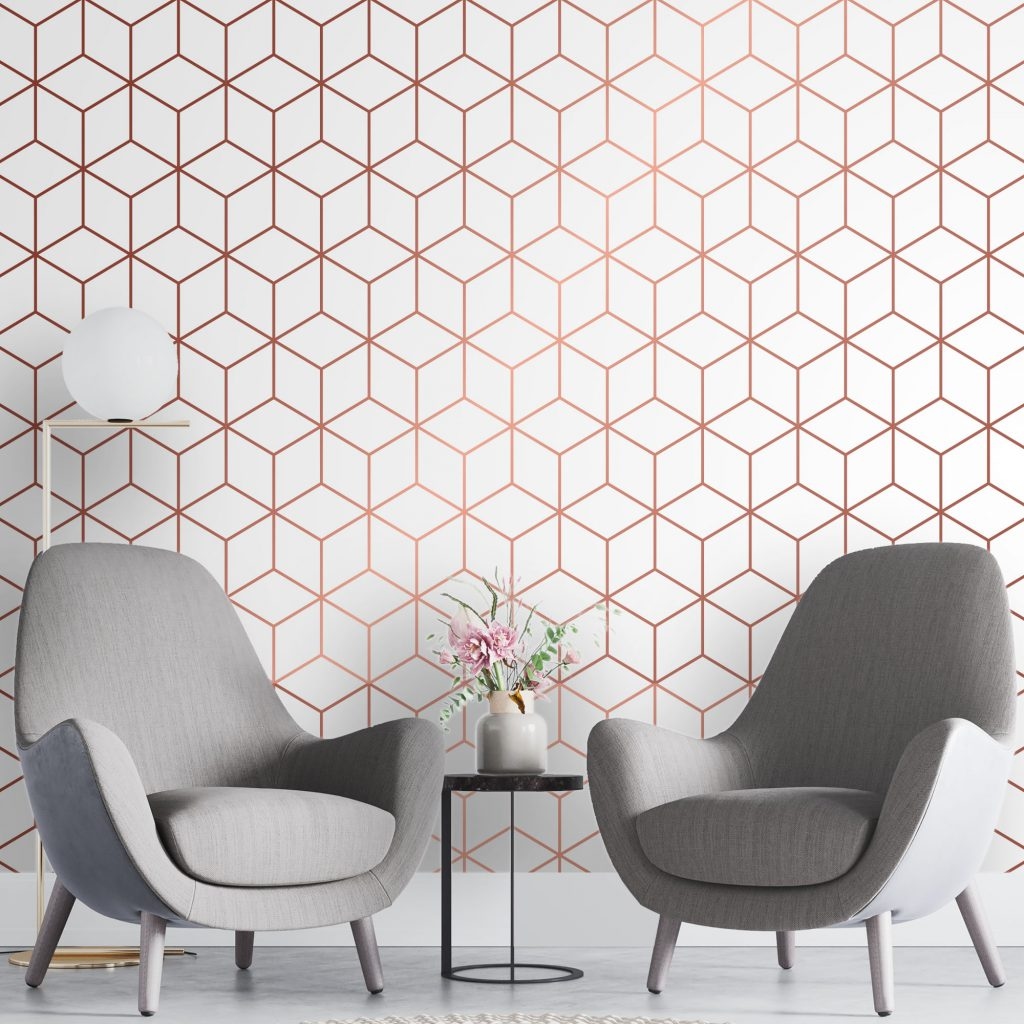 Cubic geometric  - Mural Wallpaper, PVC Free, Non-Toxic