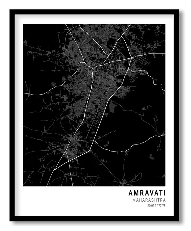 Pantone below black map of Amravati