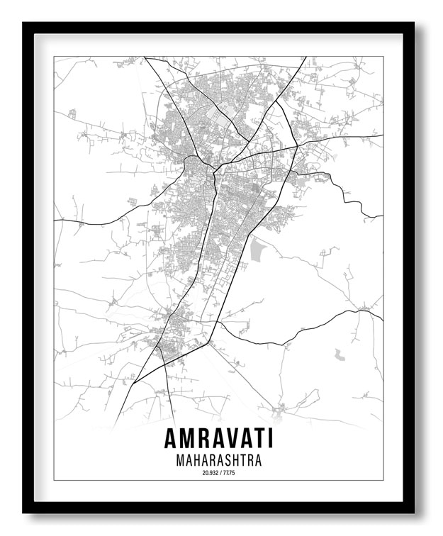 Gradient card white map of Amravati