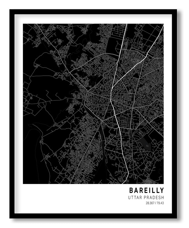 Pantone below black map of Bareilly