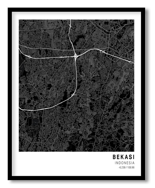 Pantone below black map of Bekasi
