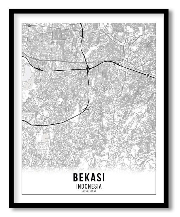 Gradient card white map of Bekasi
