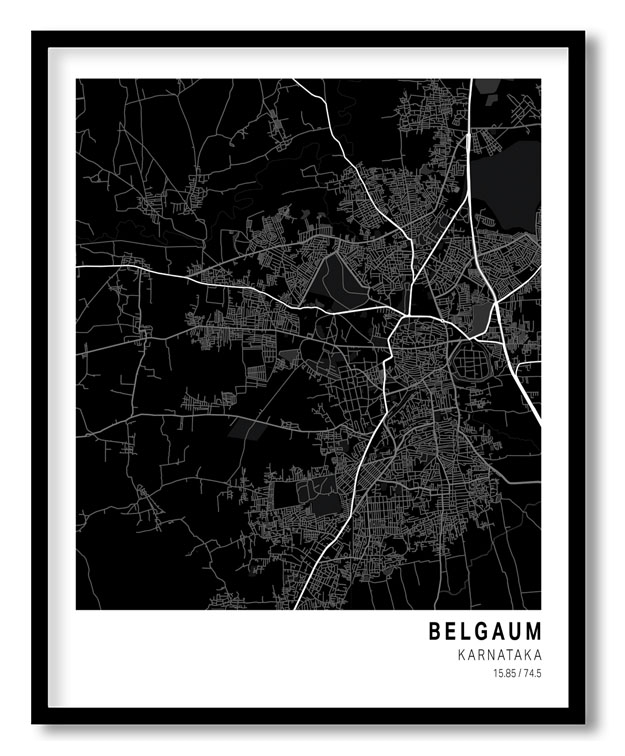 Pantone below black map of Belgaum