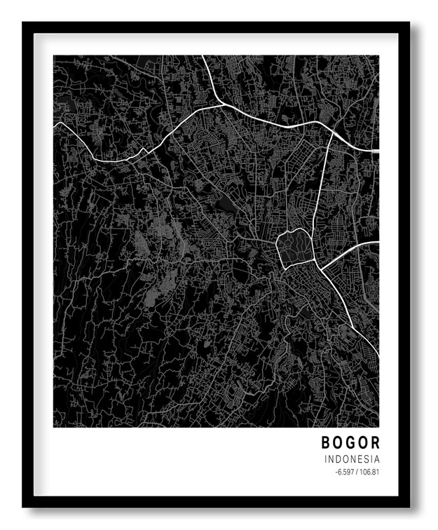 Pantone below black map of Bogor