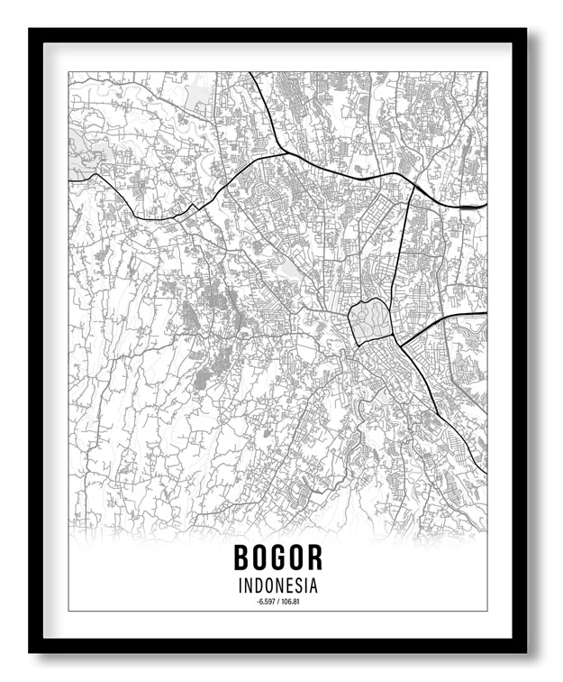 Gradient card white map of Bogor