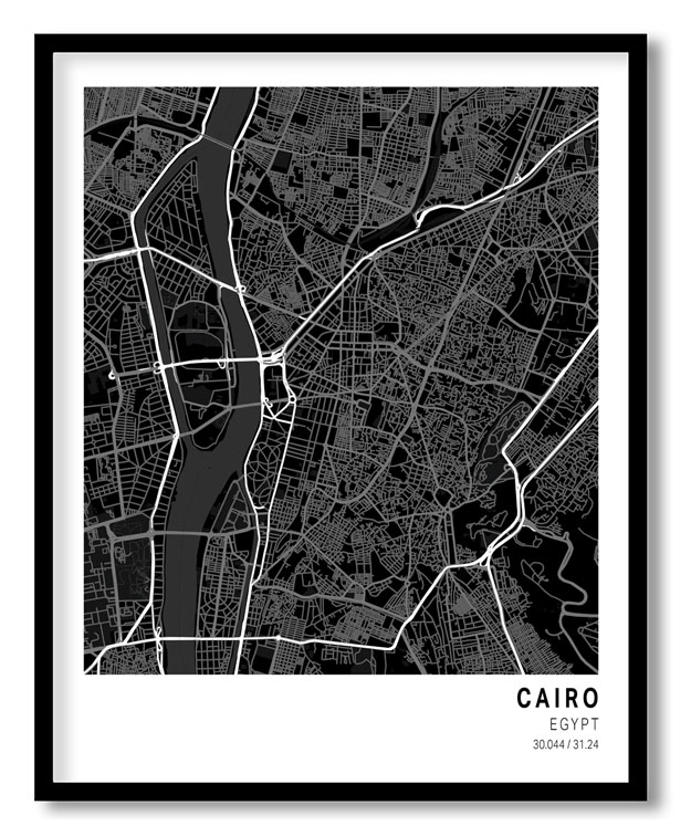 Pantone below black map of Cairo