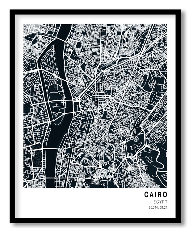Pantone below blue map of Cairo