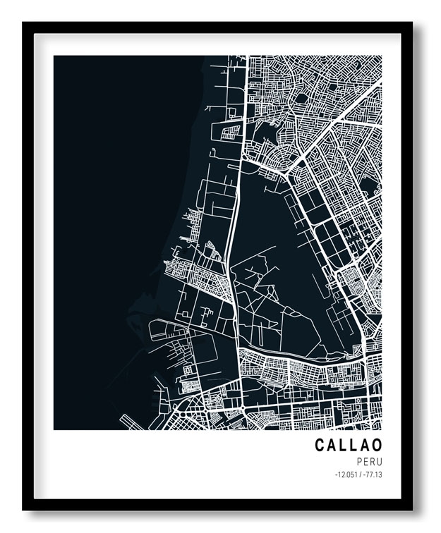 Pantone below blue map of Callao