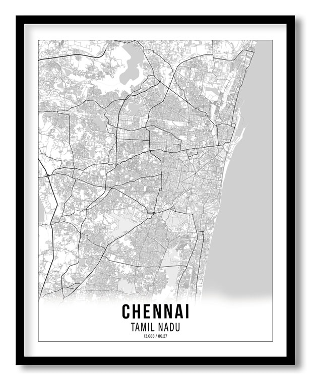 Gradient card white map of Chennai
