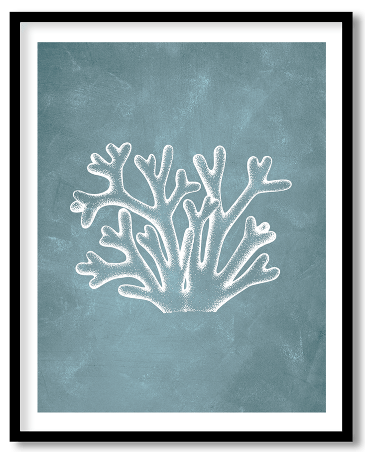 Blue hand drawn seaweed #16