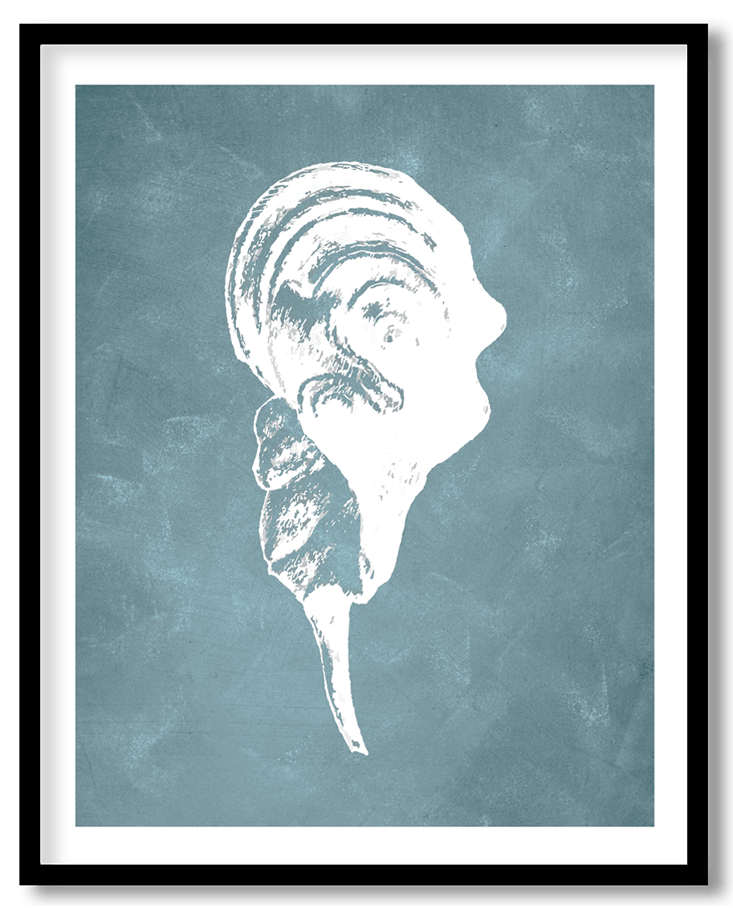 Blue hand drawn seashell #22