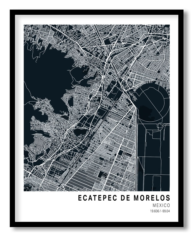 Pantone below blue map of Ecatepec De Morelos