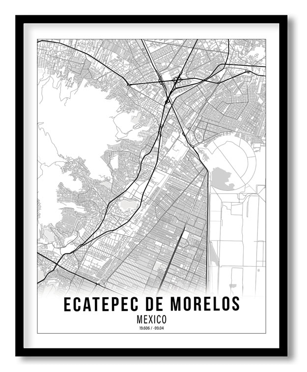 Gradient card white map of Ecatepec De Morelos