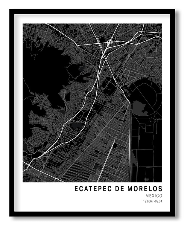Pantone below black map of Ecatepec De Morelos