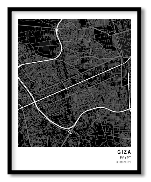 Pantone below black map of Giza