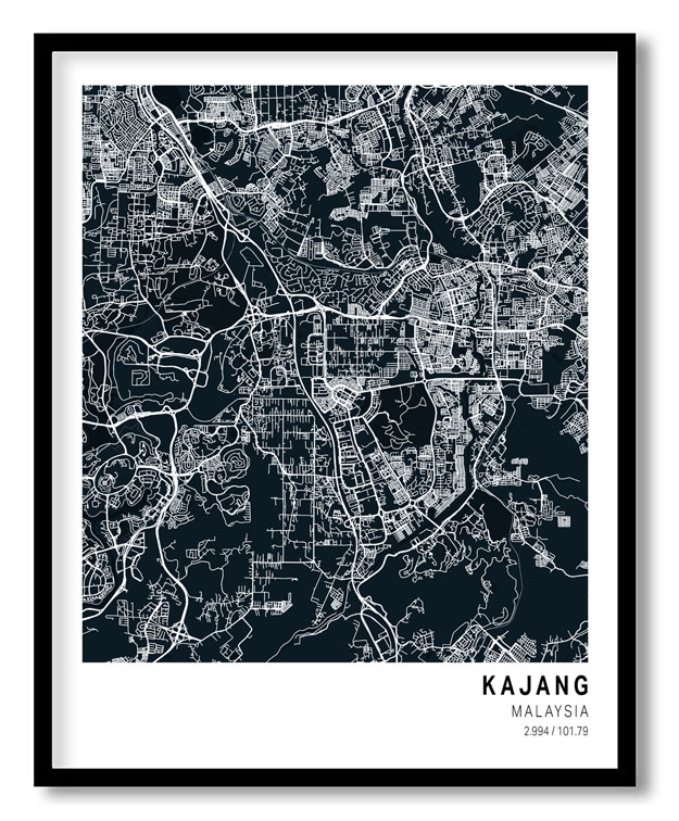 Pantone below blue map of Kajang