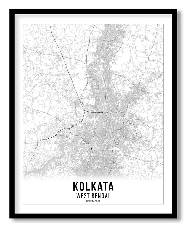 Gradient card white map of Kolkata