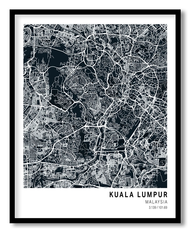 Pantone below blue map of Kuala Lumpur