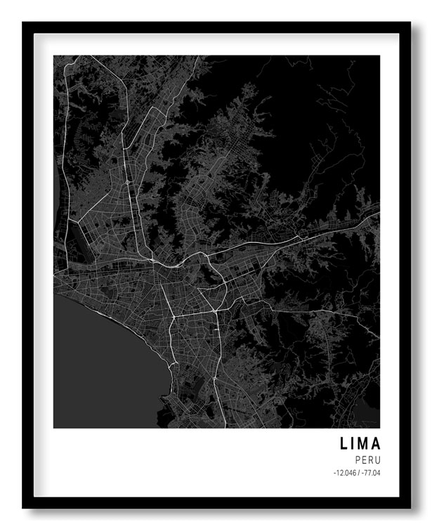 Pantone below black map of Lima