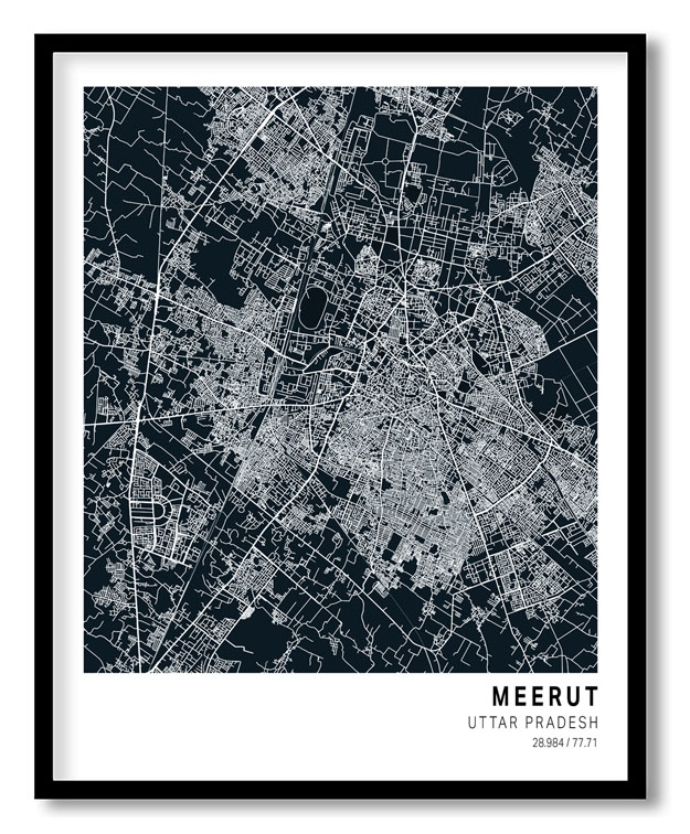 Pantone below blue map of Meerut