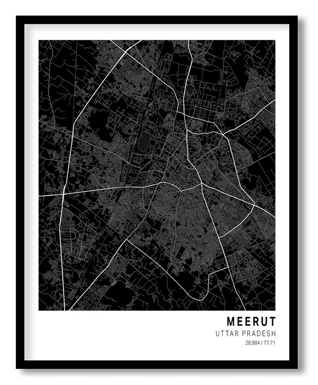 Pantone below black map of Meerut