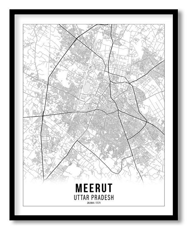 Gradient card white map of Meerut