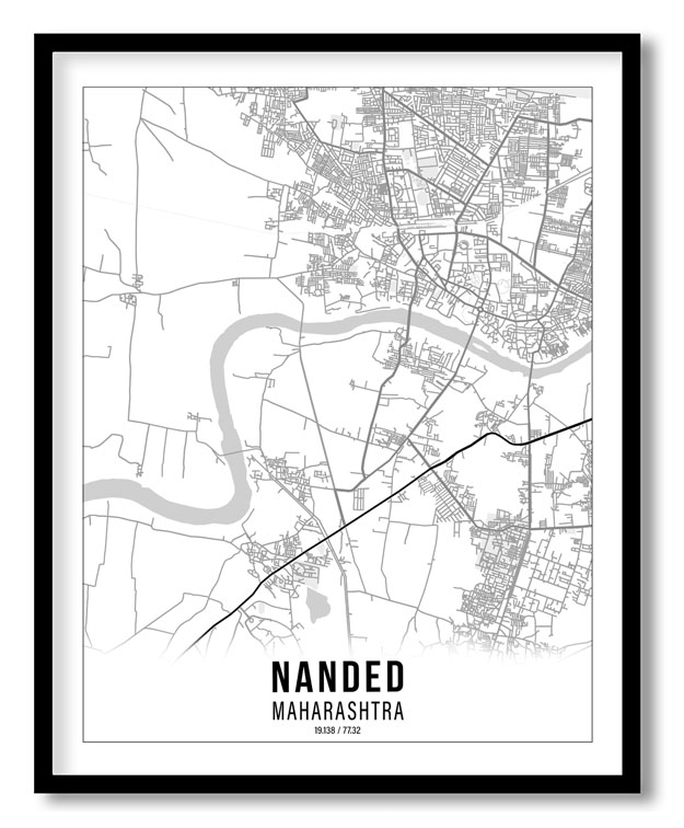 Gradient card white map of Nanded