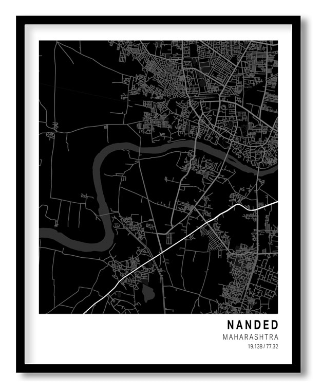 Pantone below black map of Nanded
